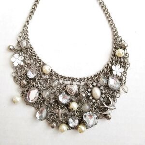 Chain and charms statement necklace women’s silver